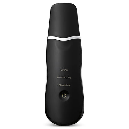 Ultrasonic facial scrubber black variant with cleansing, moisturizing, and lifting mode controls for professional skin care at home
