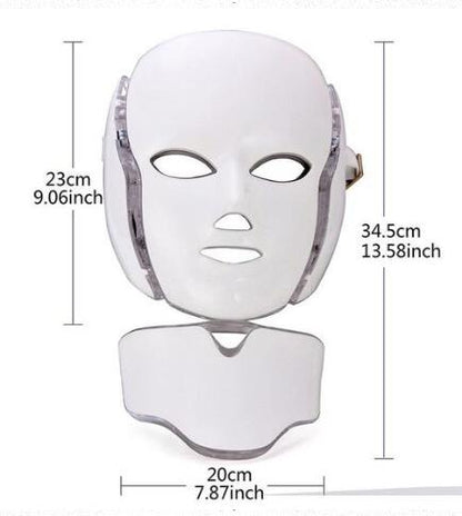LED Photon Beauty Mask size specifications and dimensions - fits comfortably on face and neck